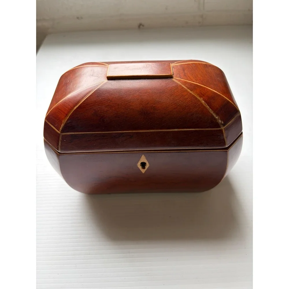 Bombay Company Octagon-Shaped Wooden Jewelry Box Black Velvet Interior No Key